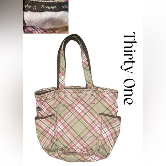 Thirty-One Retro Metro Purple and Brown Tote - Picture 1 of 14